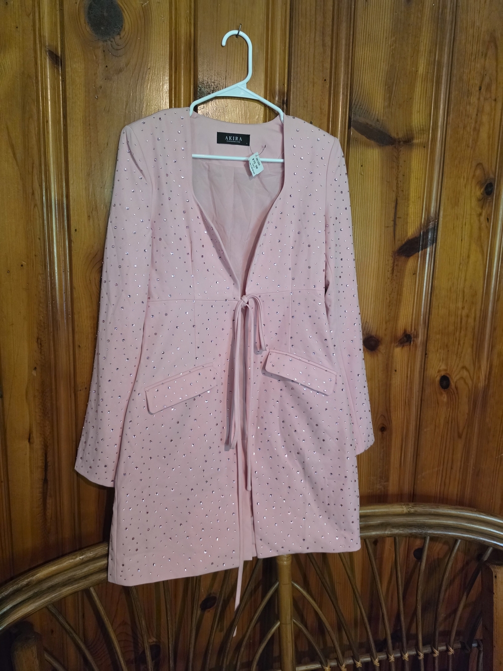 Akira Pink Embellished Tie-Waist Coat - Picture 2 of 16